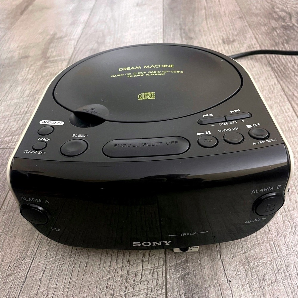 Sony Dream Machine FM/AM CD Clock Radio ICF-CD815 Black White CD-R/RW Playback